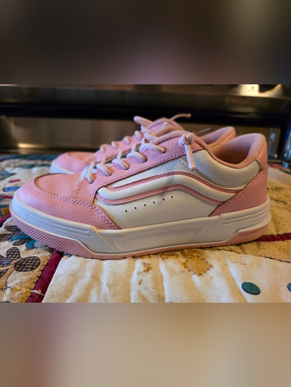 Girls Pink & White Vans Hylane Sneakers